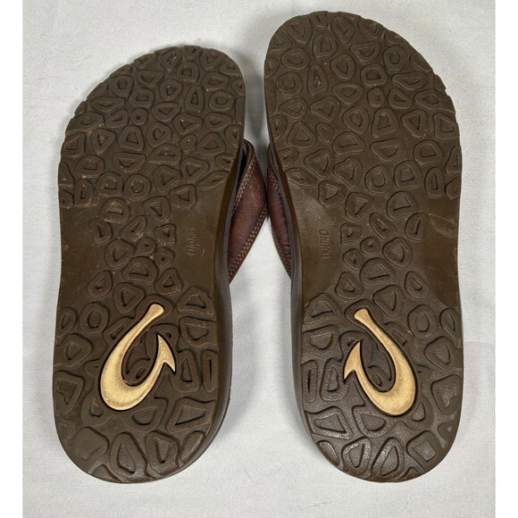 OLUKAI Flip Flops Men’s 11 Ohana Dark Brown - Picture 5 of 6